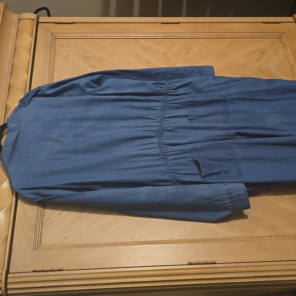 Fashion 2 figure Blue Medium wash chambray jean jumpsuit. Size 2X - Picture 8 of 13